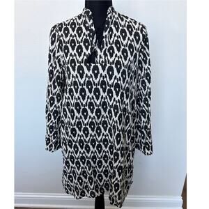Abalulu Me & Mi Long Sleeve Tunic Top Graphic Black White Womens India Sz S/M